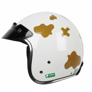 Mũ bảo hiểm Chita 3/4 CT1 - Màu trắng sơn bóng tem bò sữa