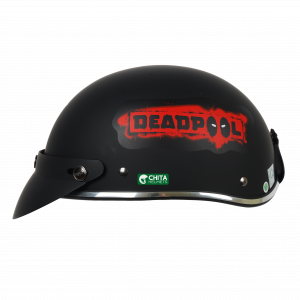Mũ bảo hiểm Chita 1/2 CT6B1- Màu đen, tem Deadpool