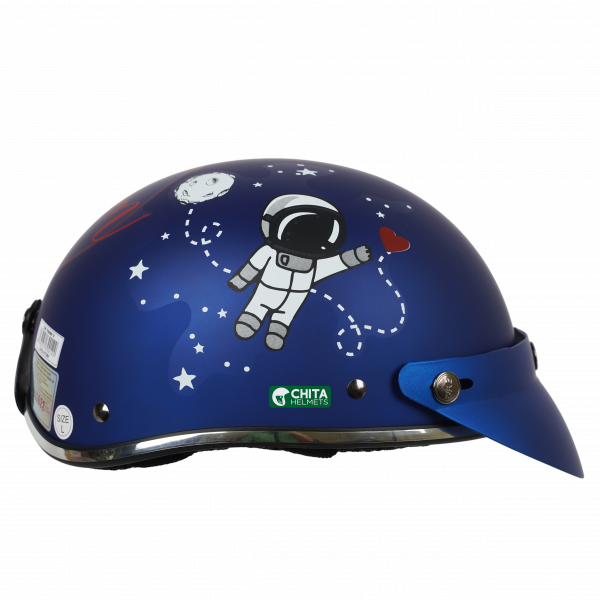 Mũ bảo hiểm Chita 1/2 CT6B1- Màu xanh tiger, tem The Moon