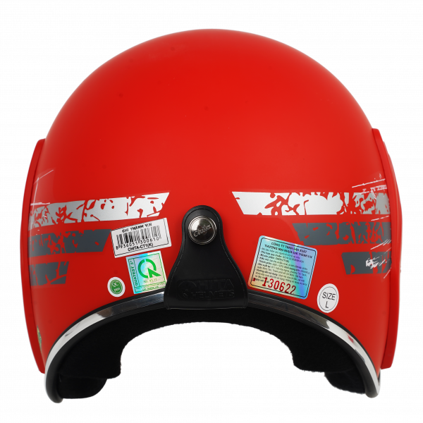 Mũ bảo hiểm Chita 3/4 CT1(K) - Màu đỏ mờ tem sọc xéo